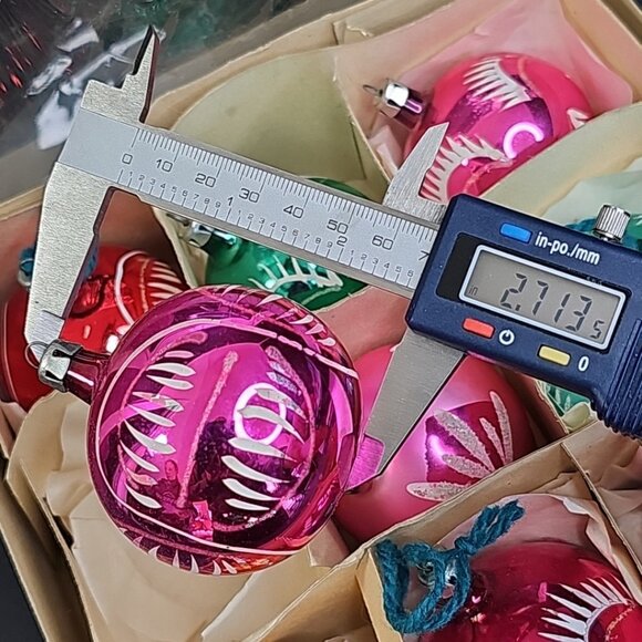 Christmas Ornament Baubles Vintage 9pcs Mercury Glass Poland 2.3" X 2.7" Round - Picture 6 of 16